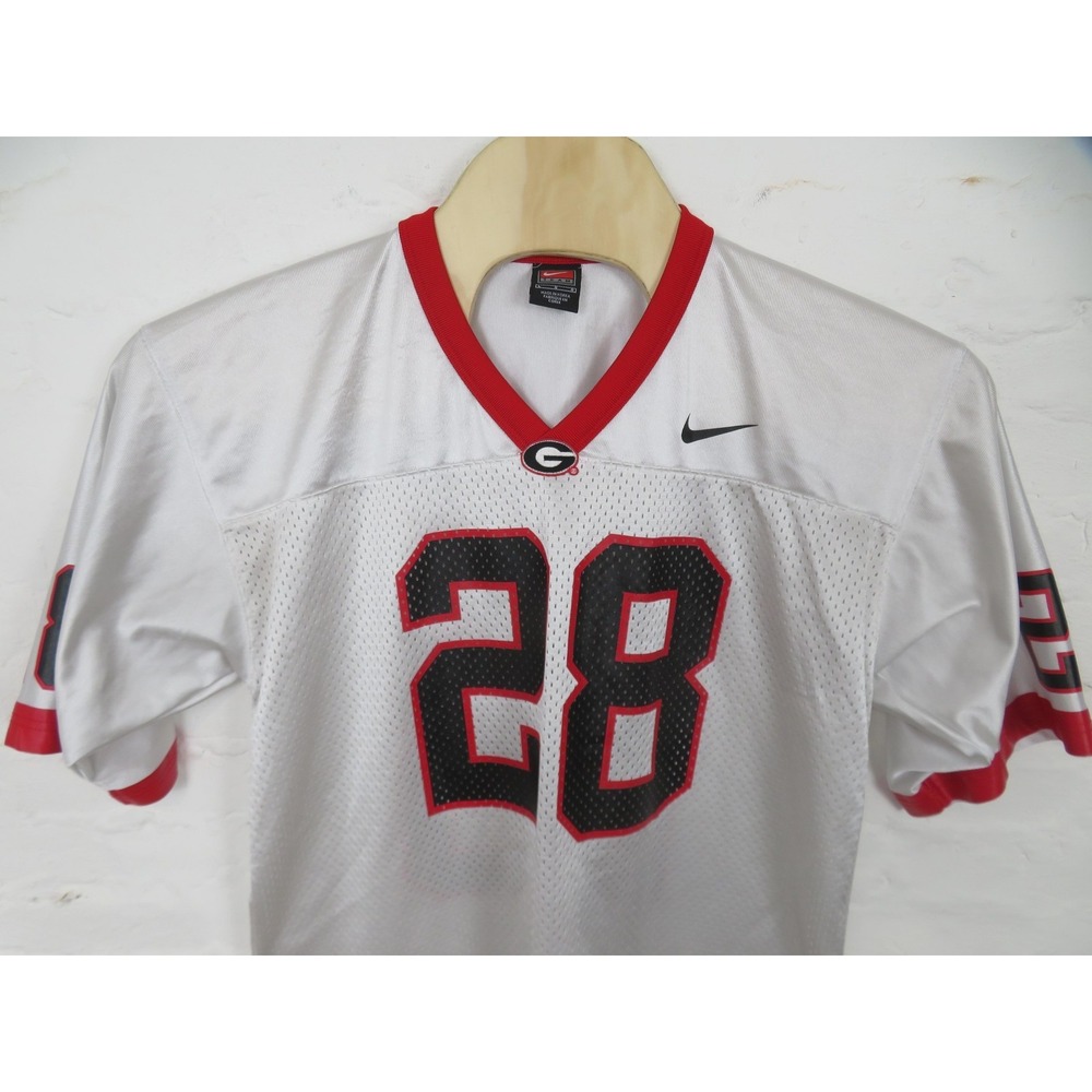 Georgia Bulldogs Jersey Shirt Mens Large White Nike NCAA Football Mesh #28 - Picture 2 of 9